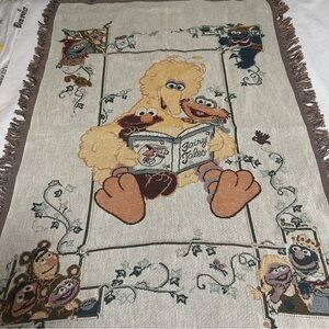Henson Sesame Street Woven Tapestry Throw vintage 52” x 32” multicolor